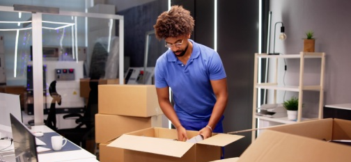 business worker packing for moving