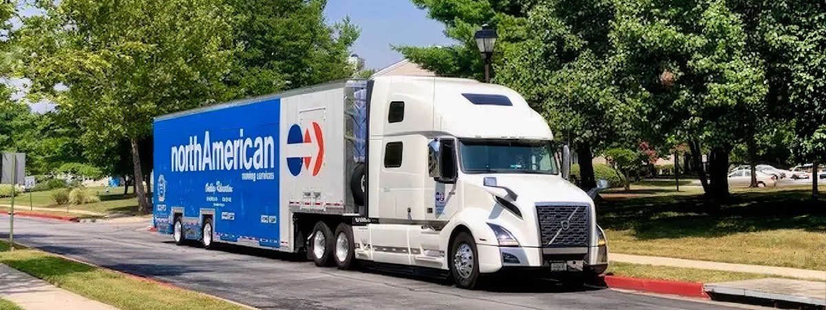 Truck moving in a neighborhood. Oakley Relocation: San Diego Movers
