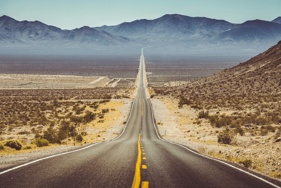 a barren highway in the desert