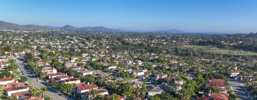 Aerial view of houses in Vista, Carlsbad in North County of San Diego, California. USA