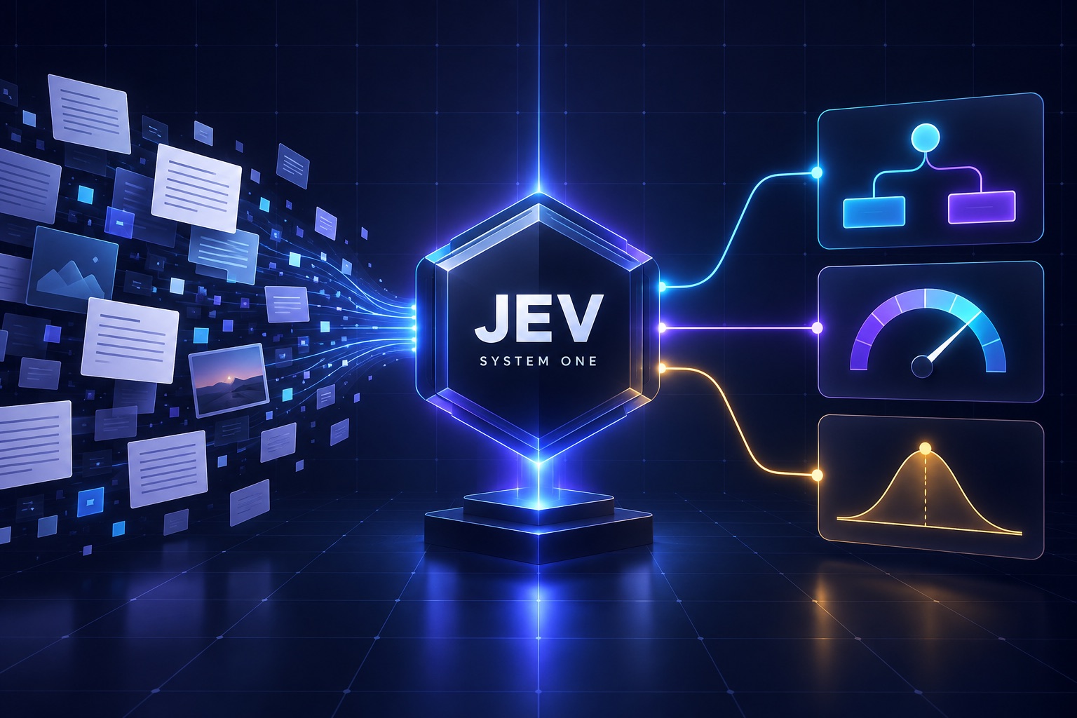 Modelo de decisão Jev System One transformando texto não estruturado em uma escolha, uma pontuação e uma probabilidade