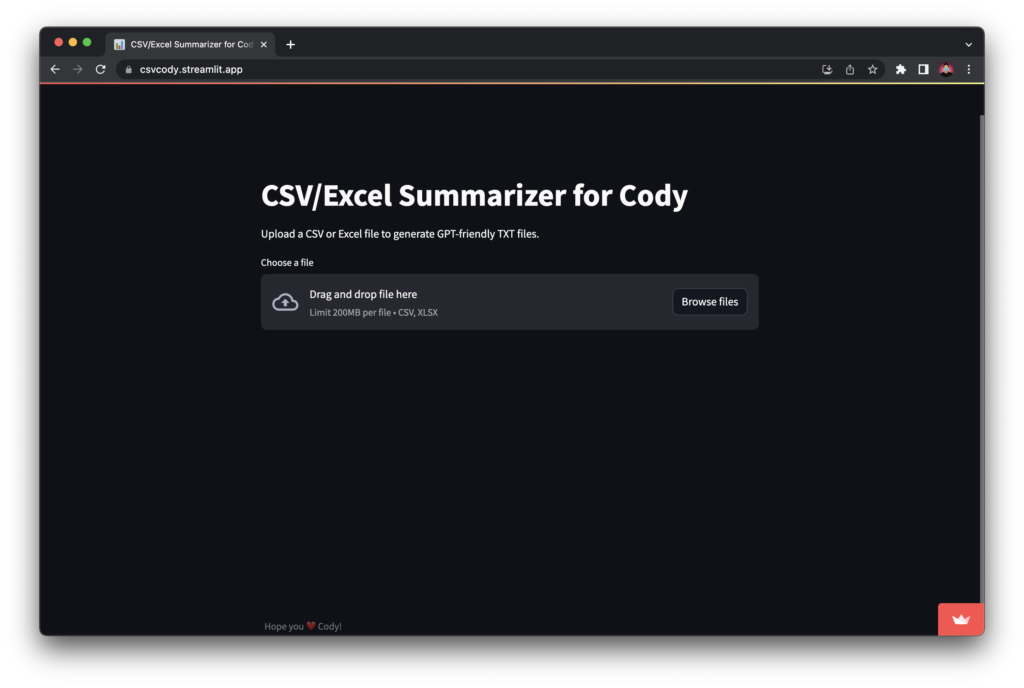CSV/Excel to TXT converter for Cody for Training GPT on Excel data for free